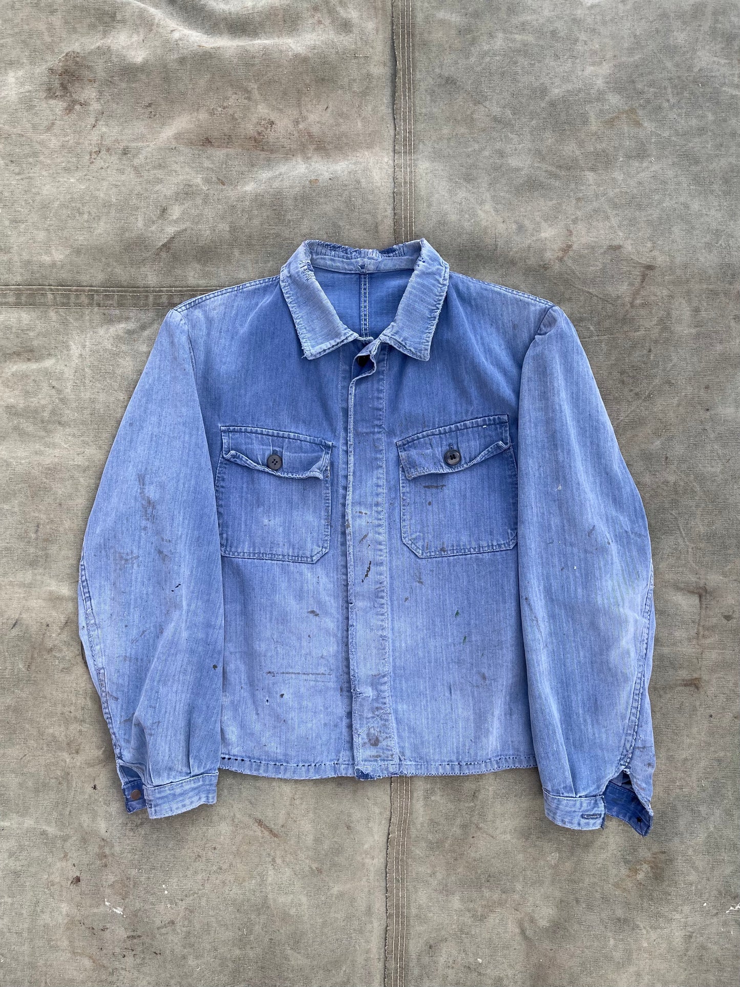 1960s HERRINGBONE SUN FADED CHORE JACKET