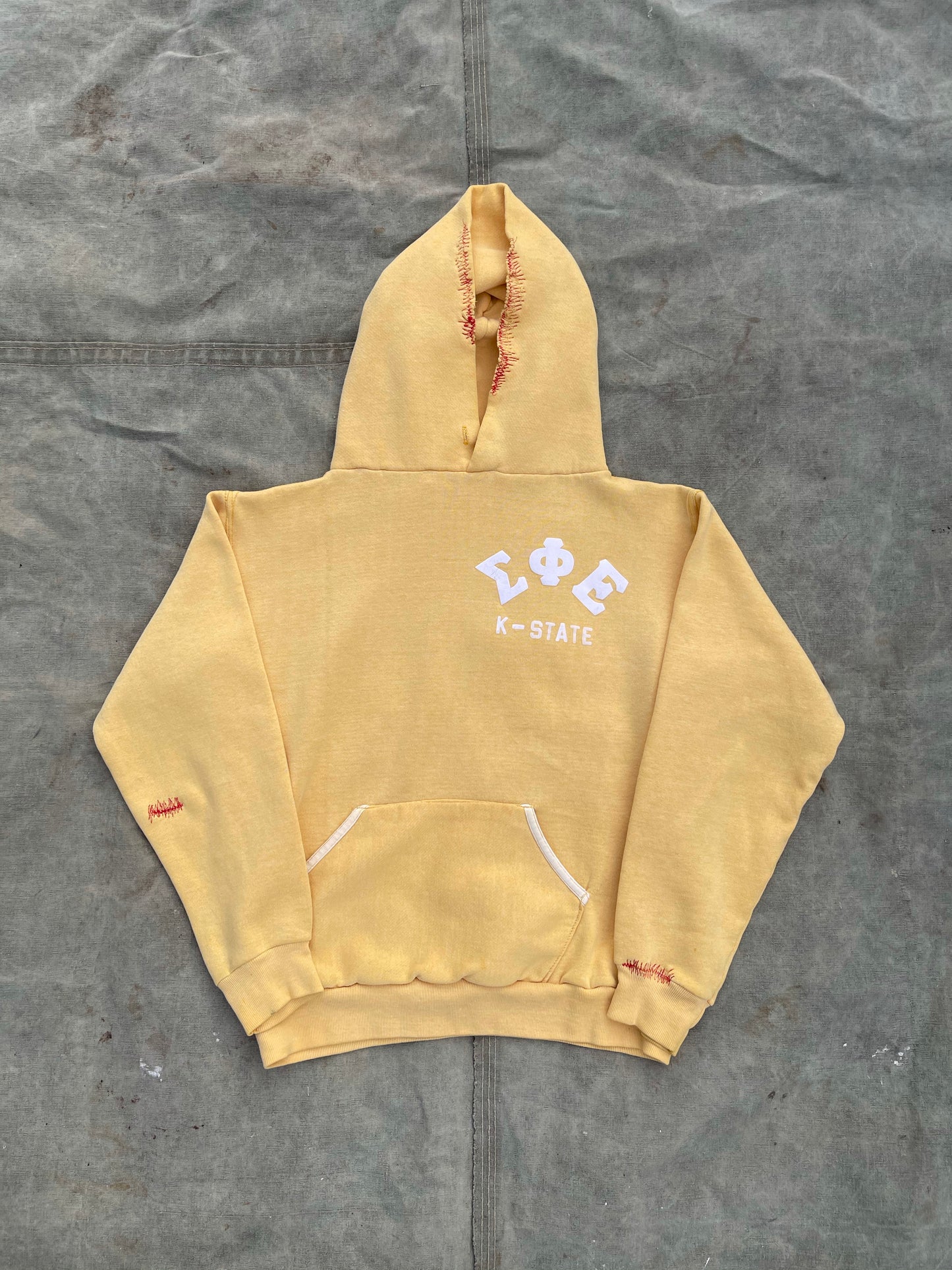 1970s K-STATE HOODIE WITH CONTRAST STITCHING REPAIRS